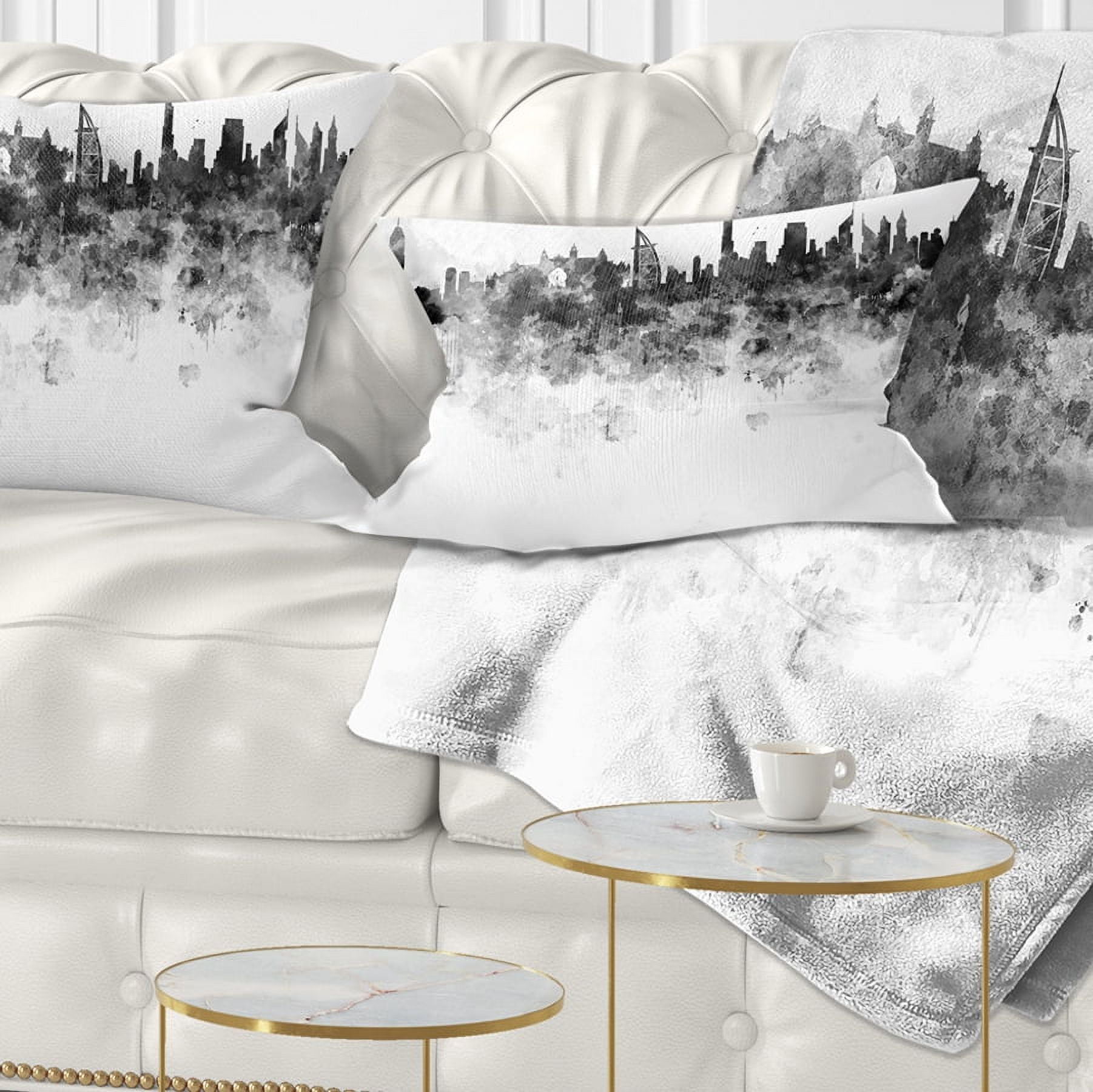 Designart Dubai Skyline - Cityscape Throw Pillow - 12x20