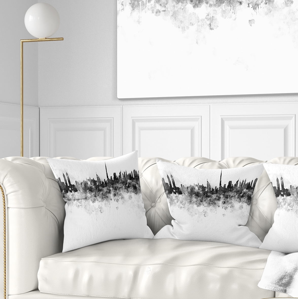 Designart Dubai Skyline - Cityscape Throw Pillow - 18x18