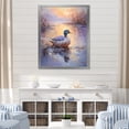 thumbnail image 1 of Designart "Duck in Twilight by the Lake II" Animals Framed Wall Art - Traditional Blue Duck Bedroom Framed Canvas Wall Art, 1 of 6