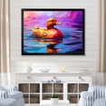 thumbnail image 1 of Designart "Duck in Yellow on a Purple Lake" Animals Framed Wall Art Decor - Modern Farmhouse Yellow Duck Bedroom Framed Canvas Wall Art, 1 of 6