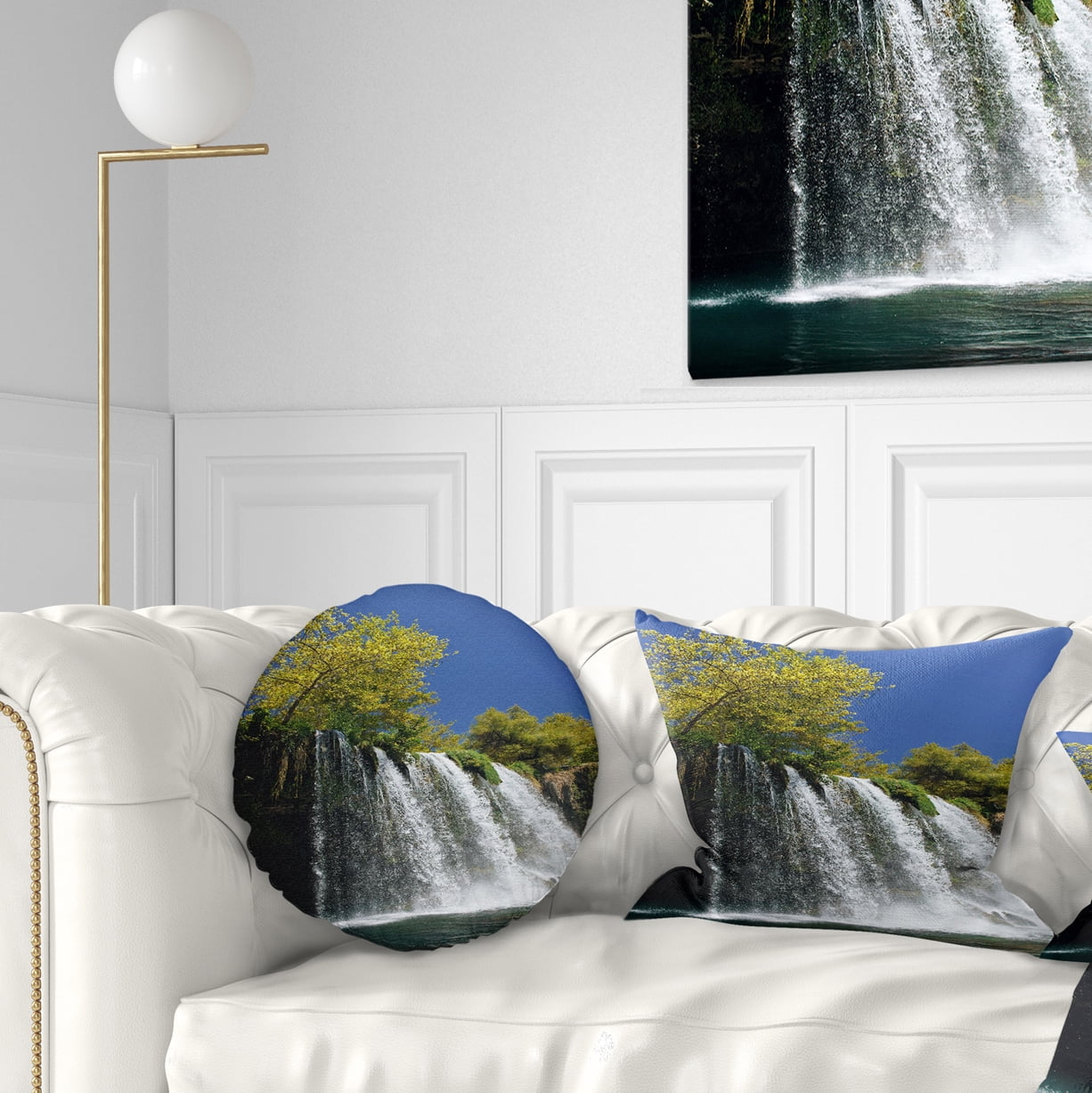 Designart Duden Waterfall Antalya - Landscape Photo Throw Pillow - 12x20