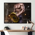thumbnail image 1 of Designart "Dumbbell Muscle Pump" Aerobic & Bodybuilding Floater Framed Canvas Wall Art, 1 of 5