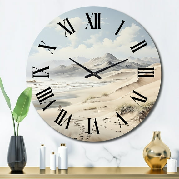 Designart "Dune Dreams Beach Photo II" Nautical & Beach Oversized Wall Clock