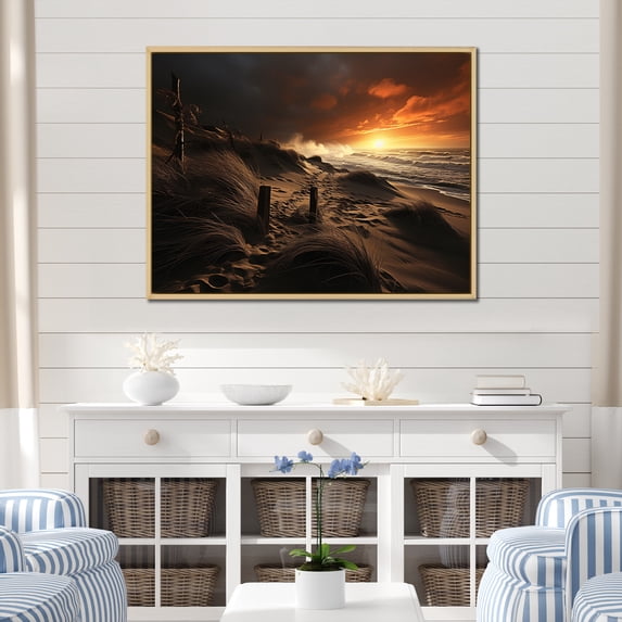 Designart "Dune Dreams Beach Photo VI" Nautical & Beach Floater Framed Wall Decor