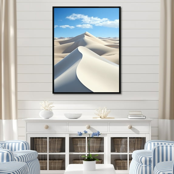 Designart "Dunes Swaying in the Coastal Wind I" Landscape & Nature Floater Framed Canvas Print