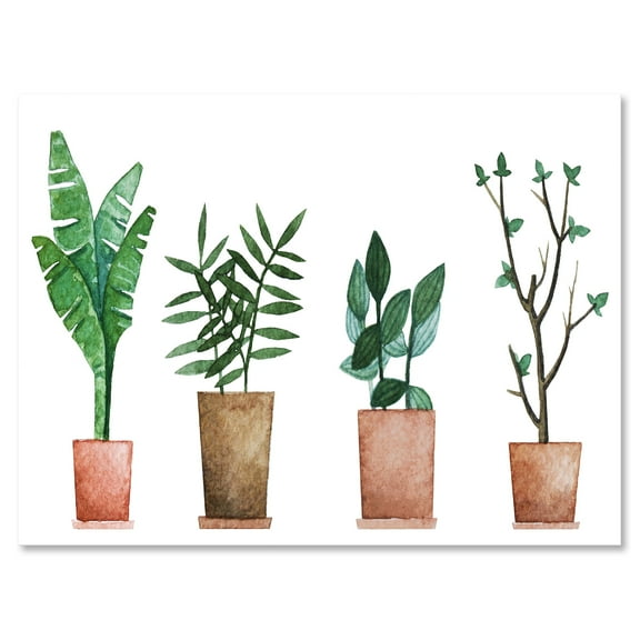 Designart ' Duo of Potted Flowers House Plants In Claypots ' Farmhouse Canvas Wall Art Print