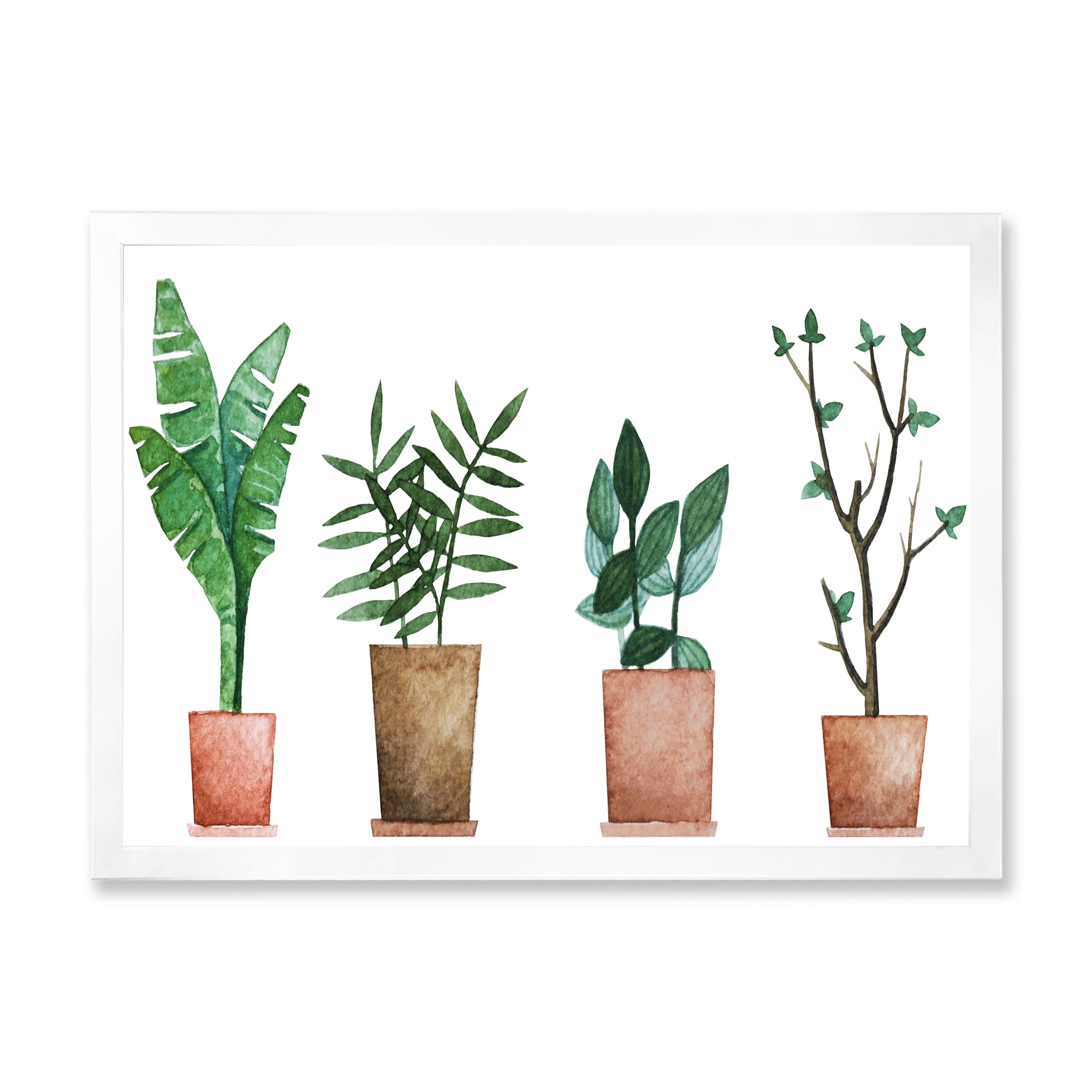 Designart 'Duo of Potted Flowers House Plants In Claypots' Farmhouse Framed Art Print