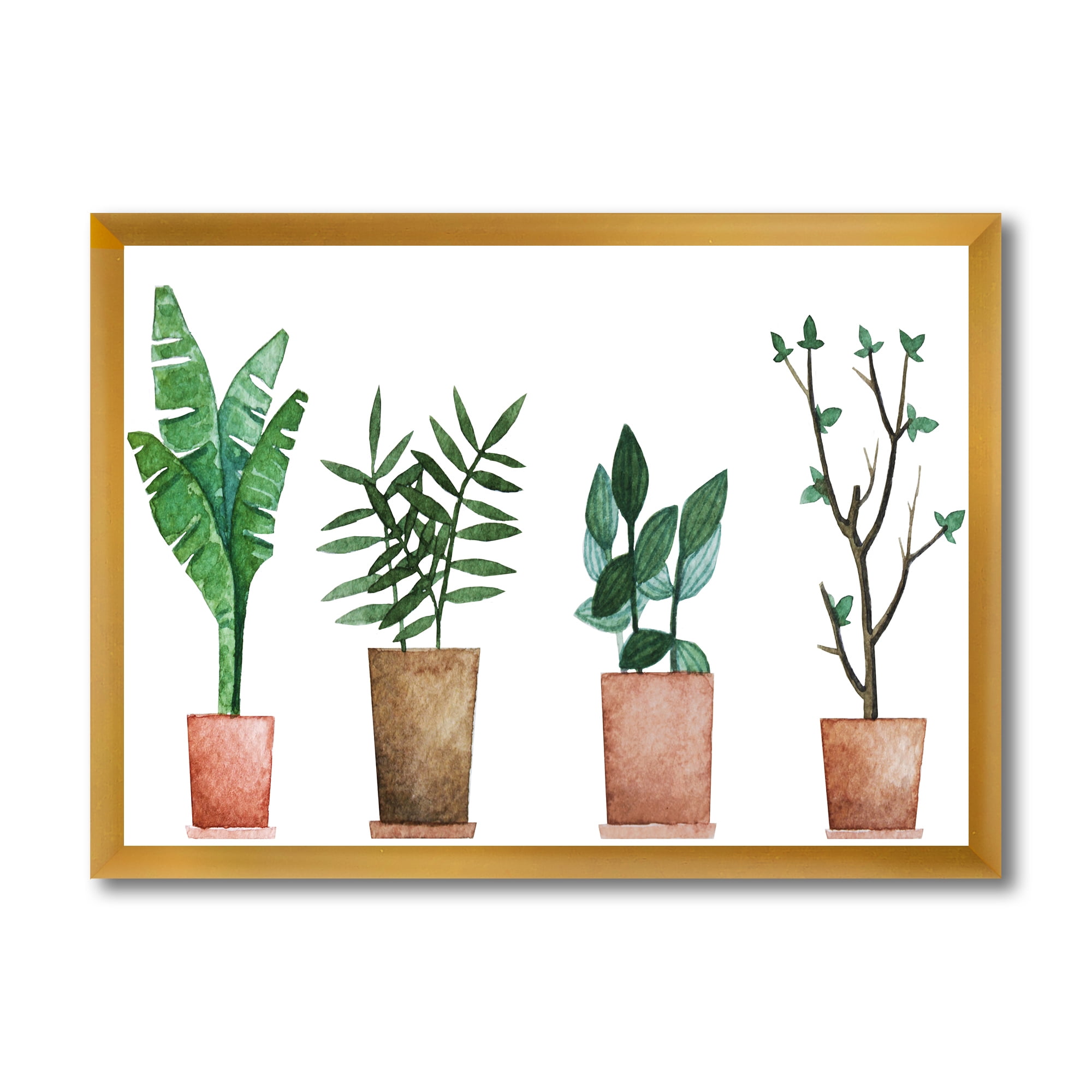 Designart 'Duo of Potted Flowers House Plants In Claypots' Farmhouse Framed Art Print