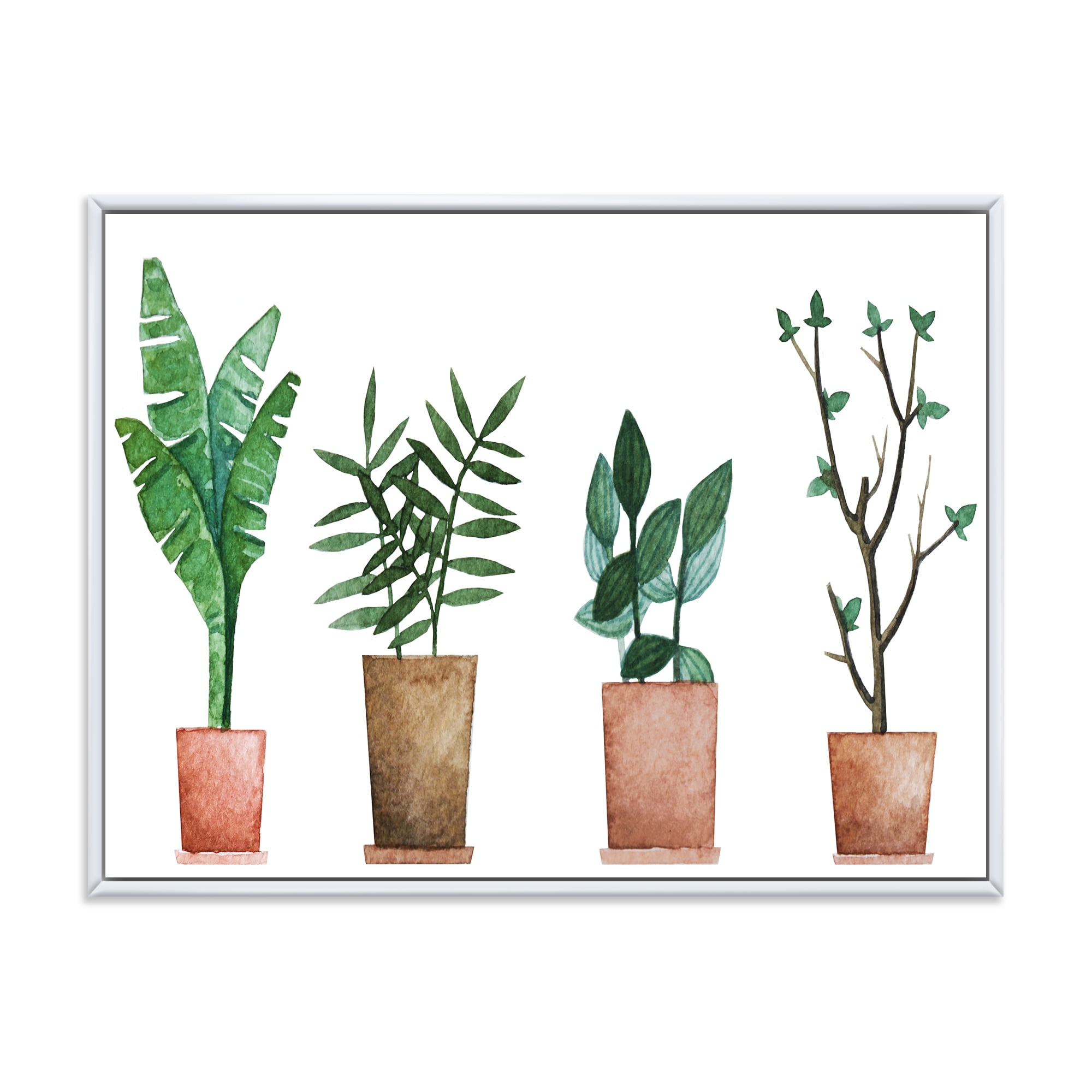 Designart 'Duo of Potted Flowers House Plants In Claypots' Farmhouse Framed Canvas Wall Art Print