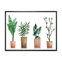 Designart 'Duo of Potted Flowers House Plants In Claypots' Farmhouse Framed Canvas Wall Art Print