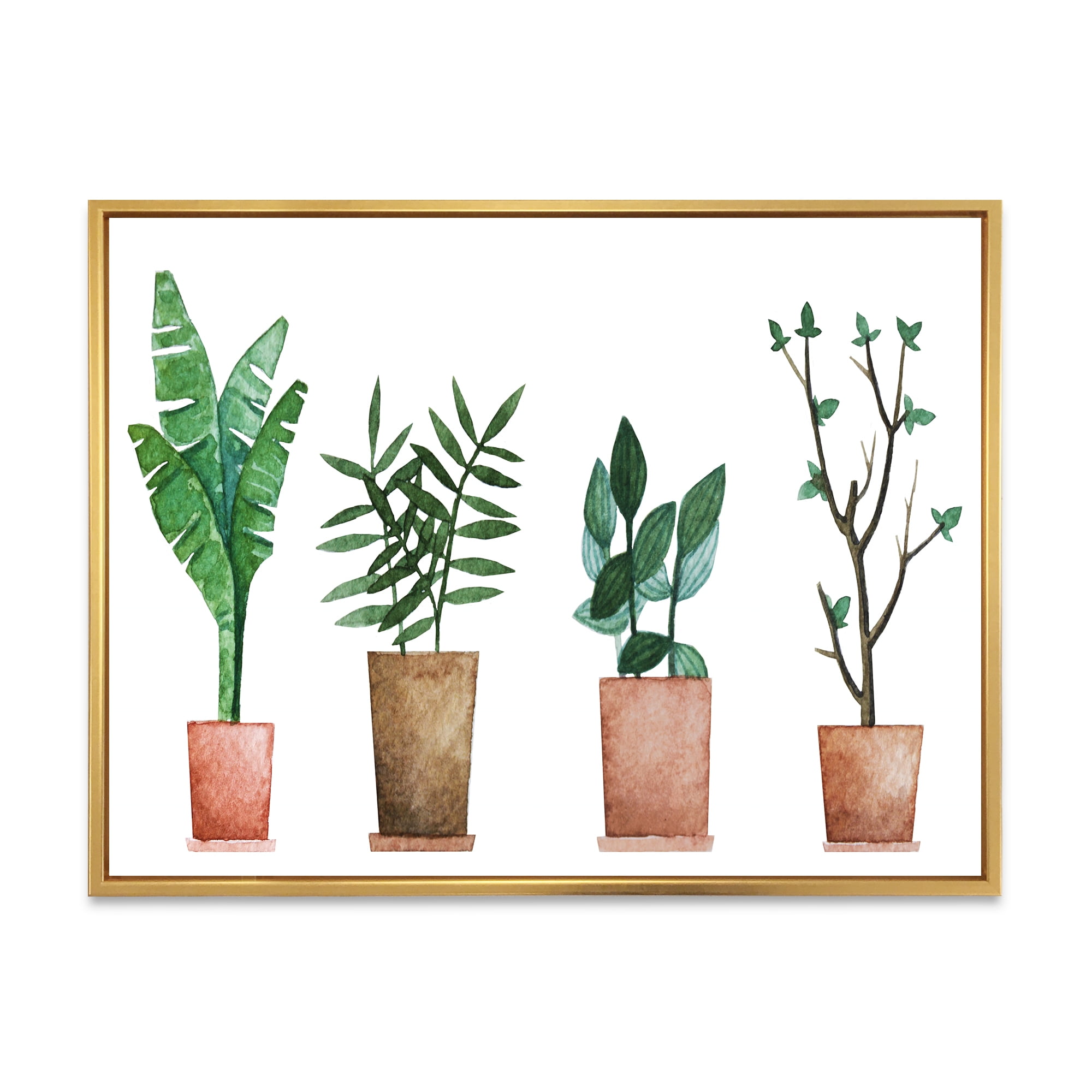 Designart 'Duo of Potted Flowers House Plants In Claypots' Farmhouse Framed Canvas Wall Art Print