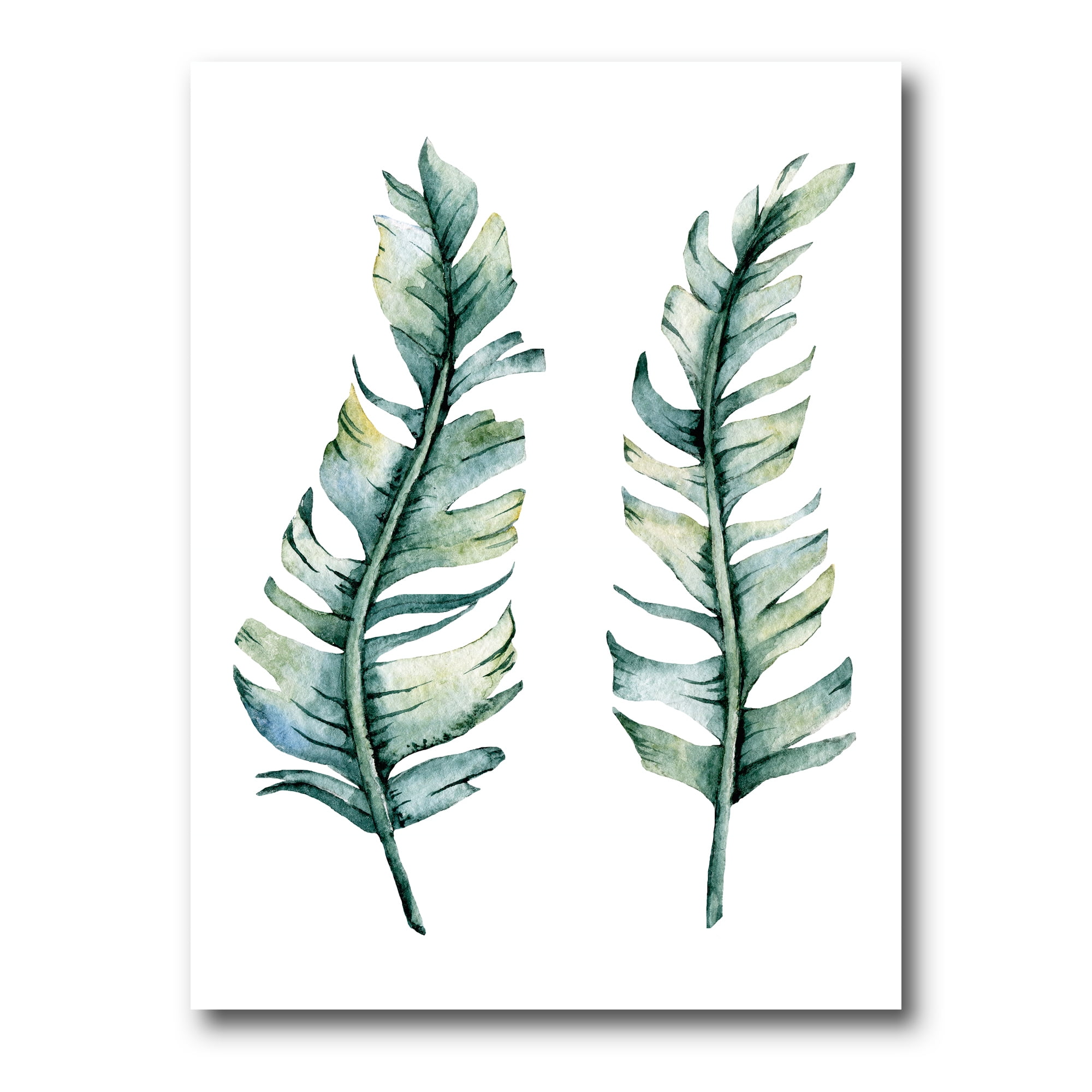 Designart ' Duo of Tropical Leaves On White ' Farmhouse Canvas Wall Art Print