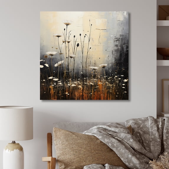 Designart "Dusk In The Minimalist Meadow" Meadow Canvas Wall Art