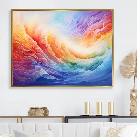 Designart "Dusk'S Melody I" Rainbow Floater Framed Wall Art Living Room