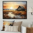 thumbnail image 1 of Designart "Dusk Scenery at the Barn I" Farmhouse Floater Framed Canvas Wall Art, 1 of 7