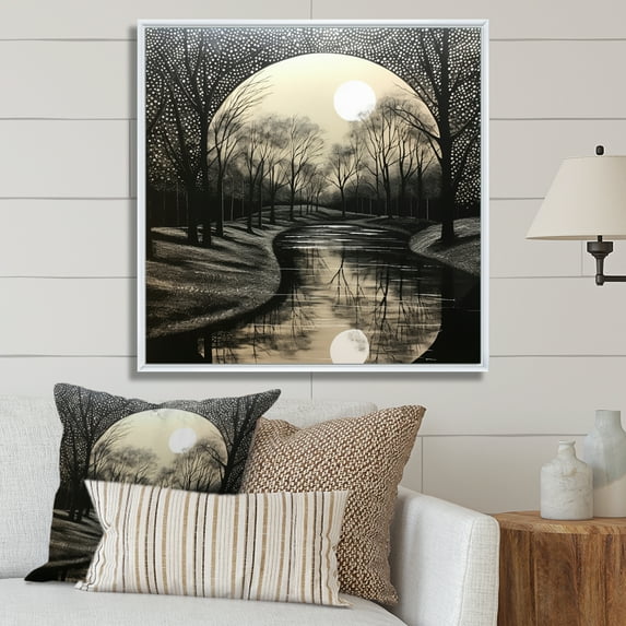 Designart "Dusk on the Moon River" Abstract Floater Framed Wall Decor