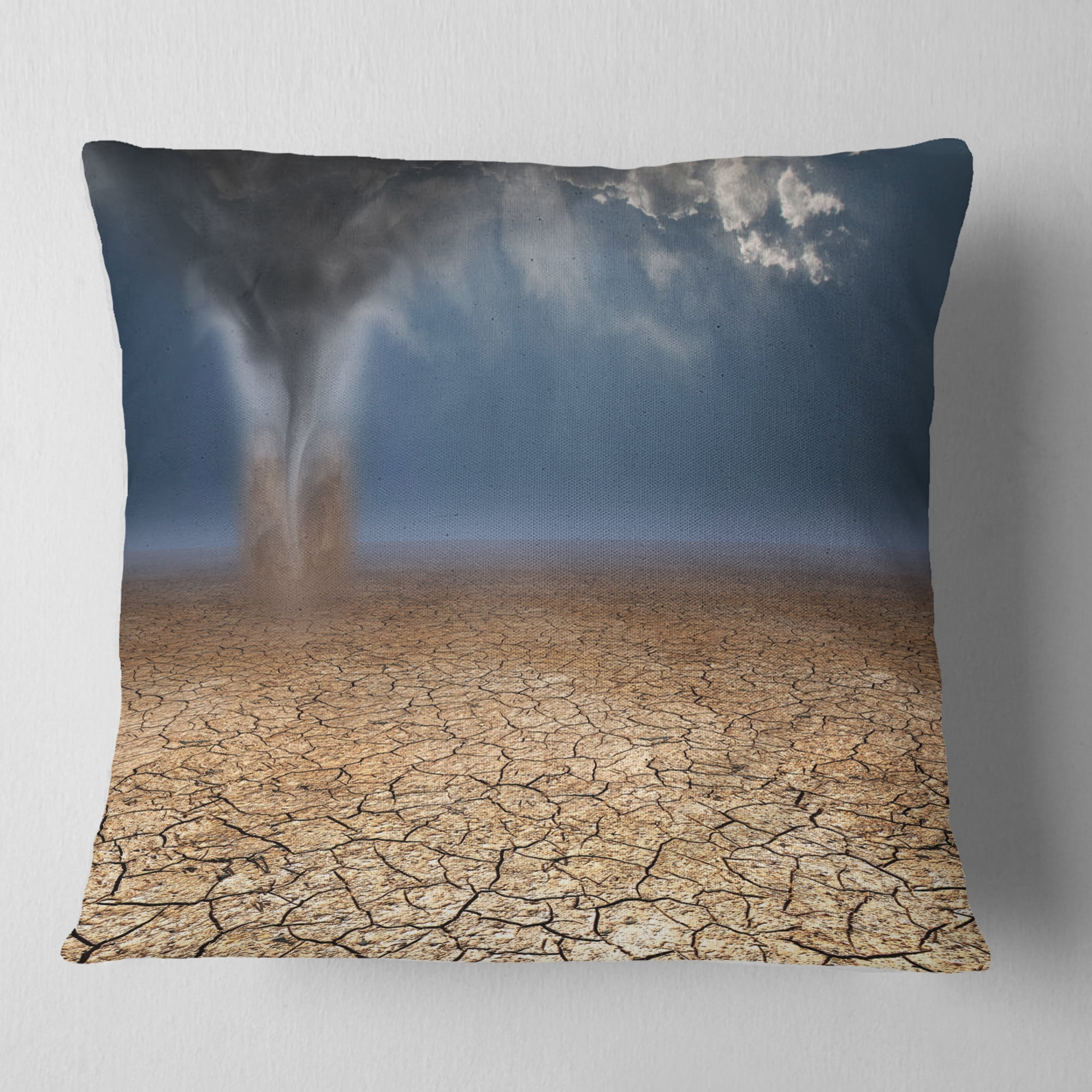 Designart Dust Devil in the Desert - Landscape Printed Throw Pillow - 18x18
