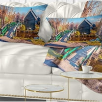 Designart Dutch Buildings in Zaanstad Village - Landscape Printed Throw Pillow - 12x20