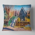 thumbnail image 1 of Designart Dutch Buildings in Zaanstad Village - Landscape Printed Throw Pillow - 16x16, 1 of 4