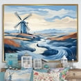 thumbnail image 1 of Designart "Dutch Countryside Wind Turbine Meadows I" Architecture Framed Wall Art - Industrial Blue Wind Turbines Bedroom Framed Canvas Wall Art, 1 of 6