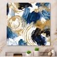 thumbnail image 1 of Designart "Dynamic Abstract Pattern with Blue & Golden Textures V III" Abstract Metal Art Living Room, 1 of 5
