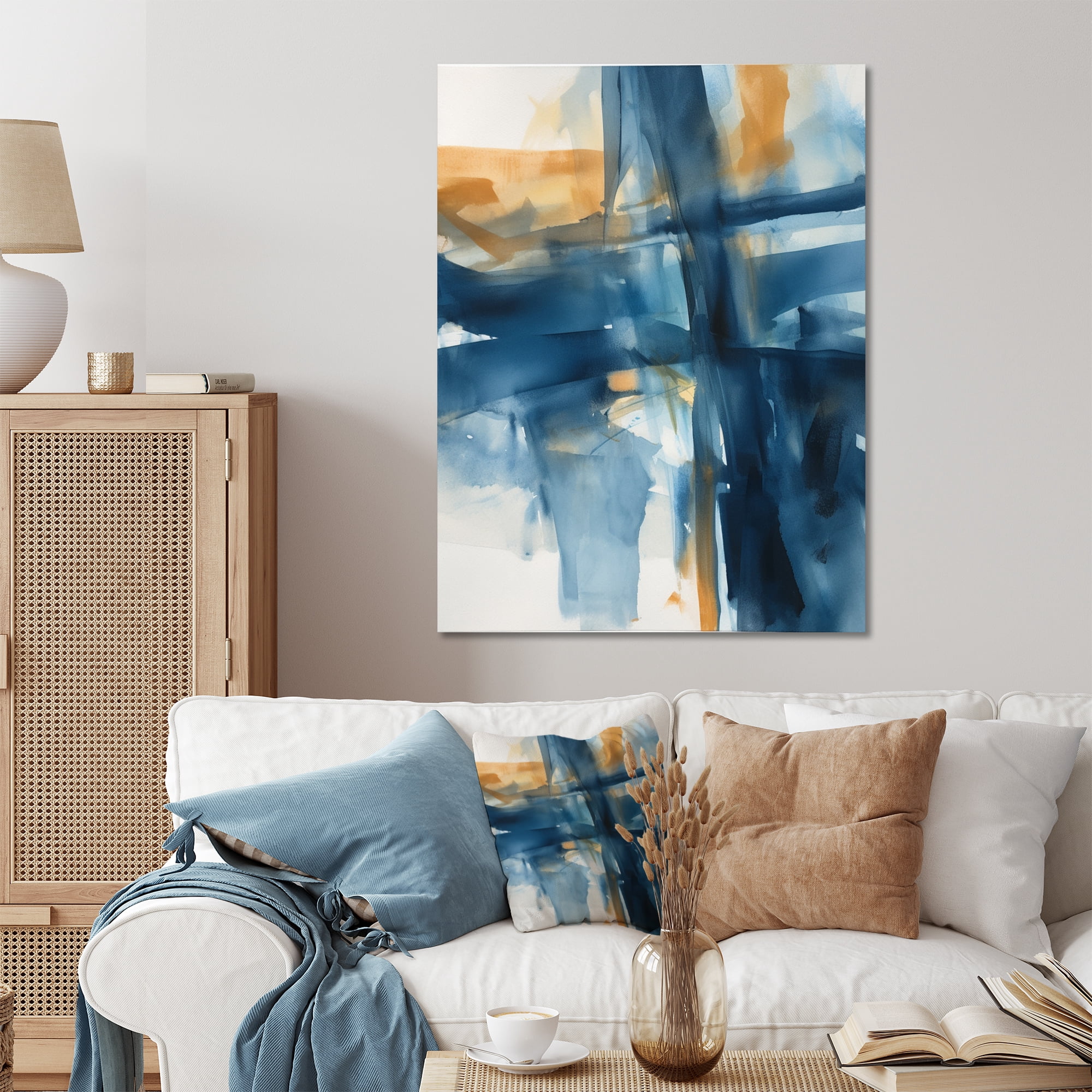 Designart "Dynamic Blue and Gold Fusion V III" Fractals Metal Art ...