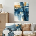 thumbnail image 1 of Designart "Dynamic Blue and Gold Fusion V III" Fractals Metal Art Living Room, 1 of 5
