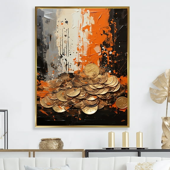 Designart "Dynamic Dollars In Pop Art I" Pop Art Floater Framed Canvas Prints