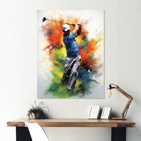 Designart "Dynamic Drives on the Golf Course I" Golf Metal Art Living Room