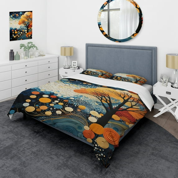 Designart "Dynamic Duality Colorful Mid Century Harmony V" Abstract Bedding Covert Set - Abstract Midcentury Multi-Color Mid-Century Bed Set With 2 Shams