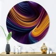 thumbnail image 1 of Designart "Dynamic Duet Purple and Yellow I" Modern Waves Metal Round Art Print, 1 of 5