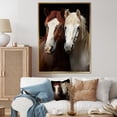 thumbnail image 1 of Designart "Dynamic Equine Duo White and Brown Horse VI" Animals Floater Framed Canvas Print, 1 of 7