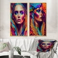 thumbnail image 1 of Designart "Dynamic Feather-Adorned Woman Portrait II" Woman Avant-Garde Framed Wall Art Set Of 2 - Multicolor Fashion Framed Wall Art Set Of 2, 1 of 7
