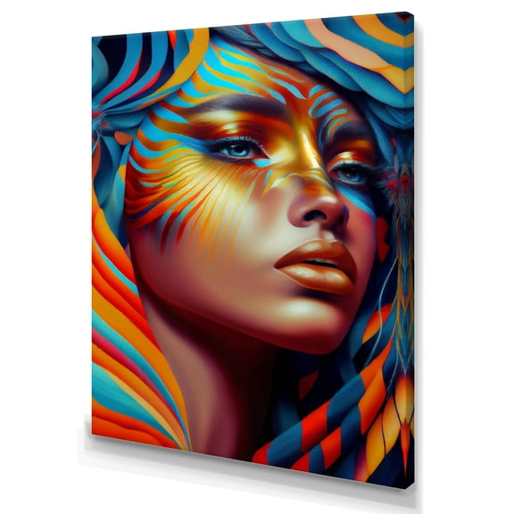 Designart Dynamic Feather Woman Portrait V Canvas Wall Art