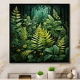 thumbnail image 1 of Designart "Dynamic Ferns Green and Black Contrast VII" Floral Floater Framed Canvas Print, 1 of 7