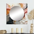 thumbnail image 1 of Designart "Dynamic Flowing Art In Gilt Blush Black And Blue I" Abstract Shapes Square Mirror Wall Decor Transitional - Large Gold Square Bathroom Mirror - Square Printed Wall Mirror Art, 1 of 5