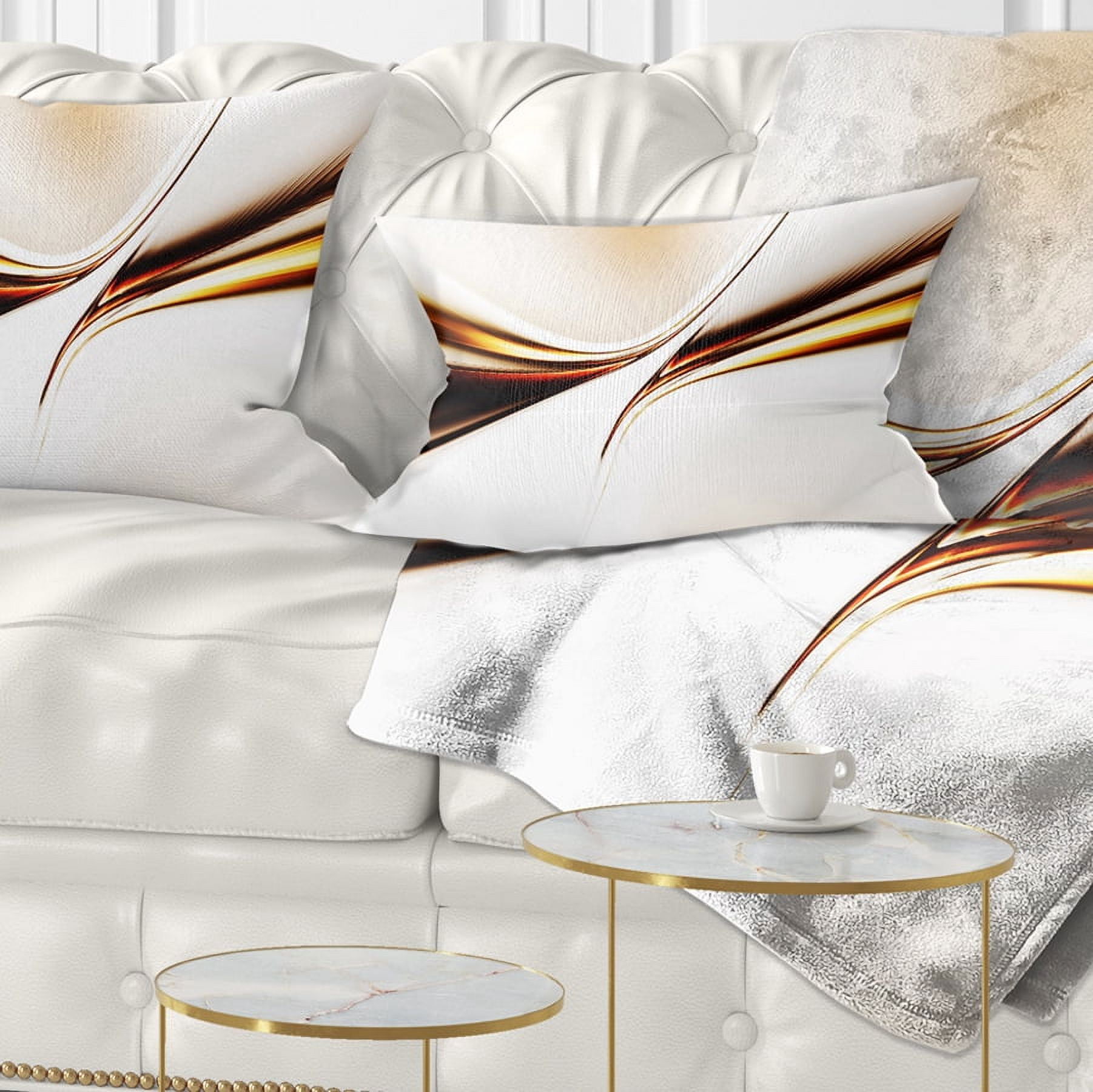 Designart Dynamic Golden Waves - Abstract Throw Pillow - 12x20