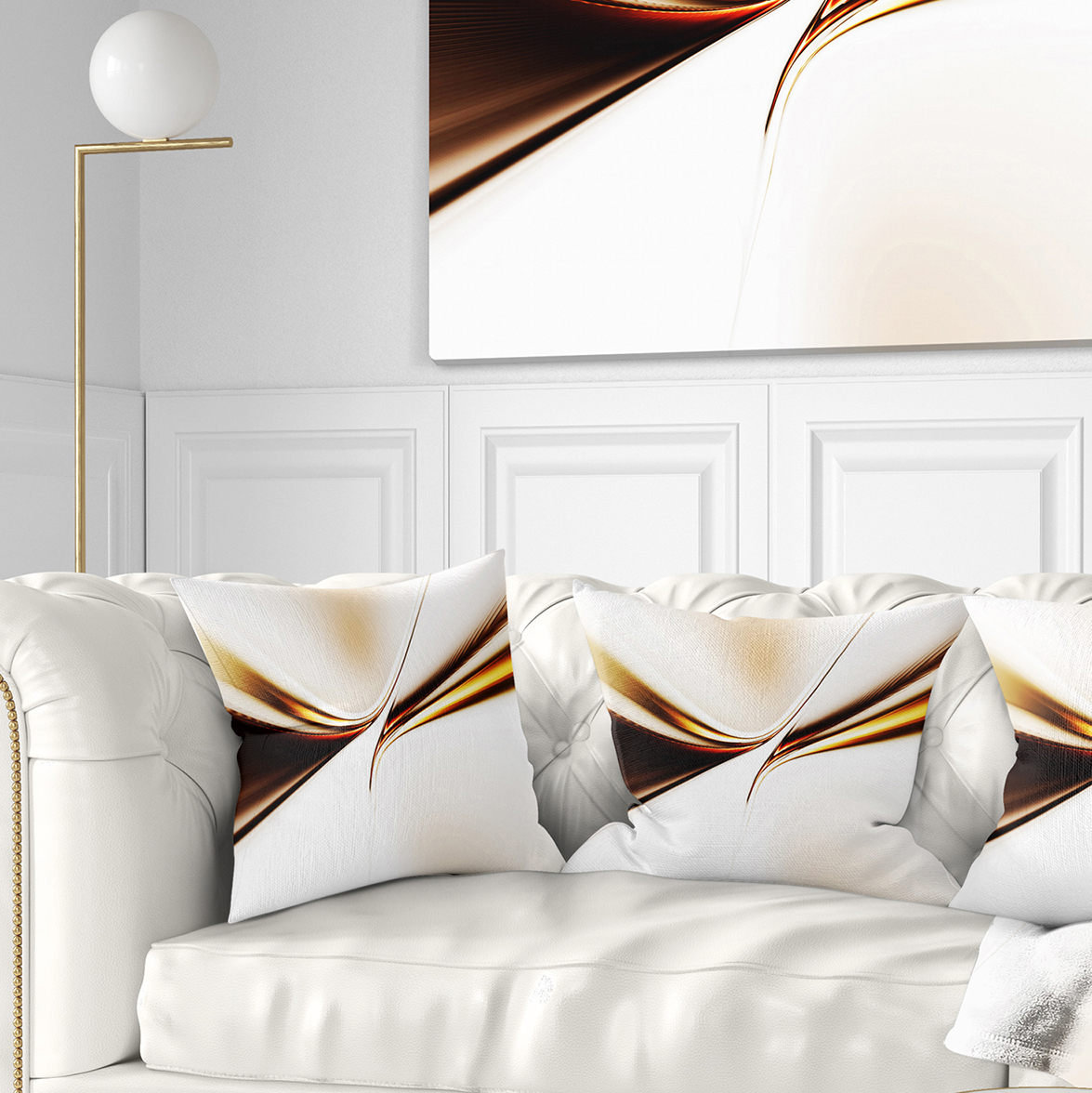 Designart Dynamic Golden Waves - Abstract Throw Pillow - 16x16
