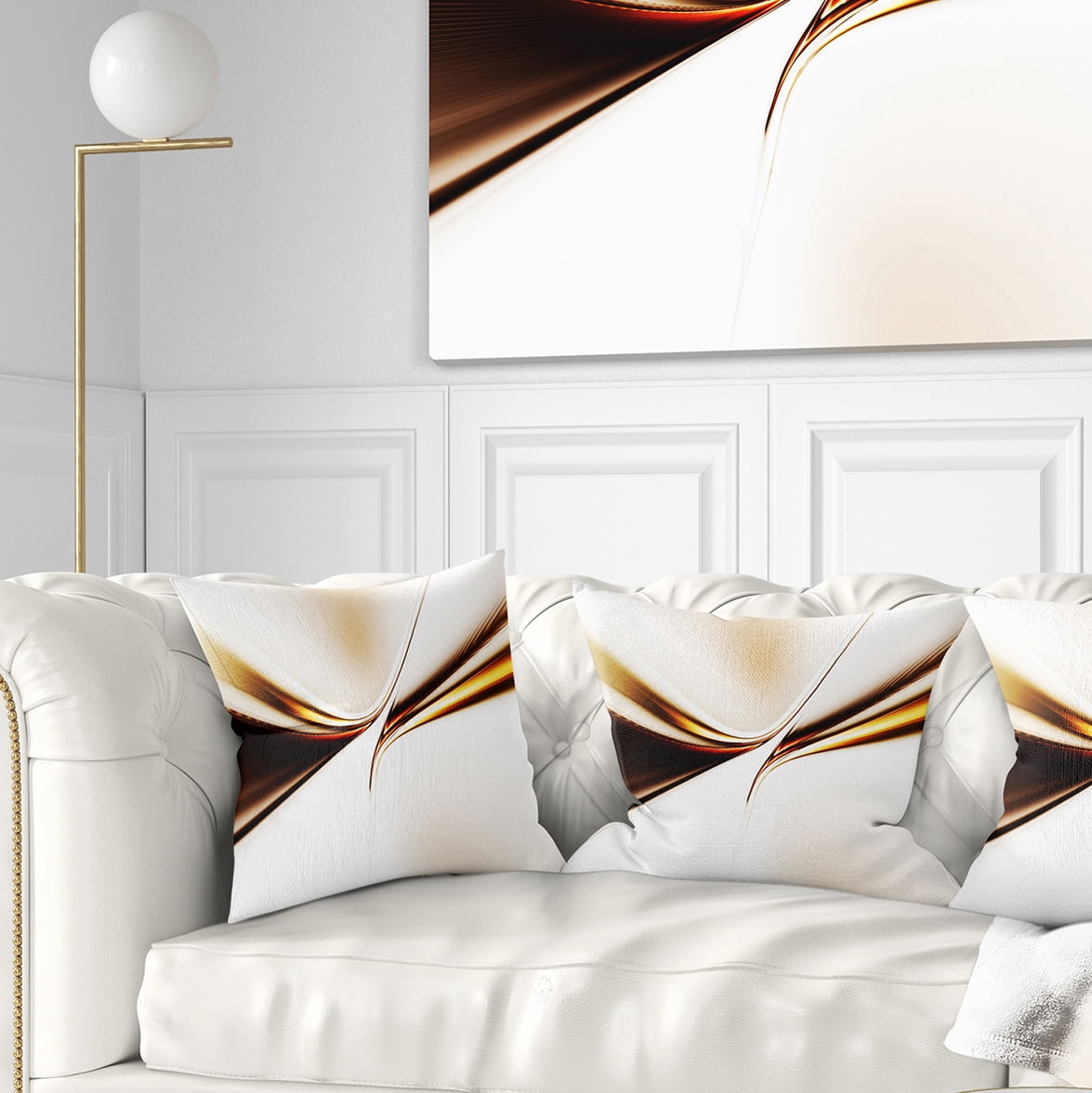 Designart Dynamic Golden Waves - Abstract Throw Pillow - 18x18