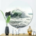 thumbnail image 1 of Designart "Dynamic Ocean Waves in Motion I" Modern Landscape Beach Metal Round Wall Decor, 1 of 5
