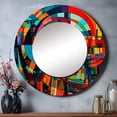 thumbnail image 1 of Designart "Dynamic Orange Forces in Motion" Modern Geometric Orange Large Round Mirror - Round Bedroom Mirror Wall Decor - Modern Round Printed Mirror - 36" x 36", 1 of 6