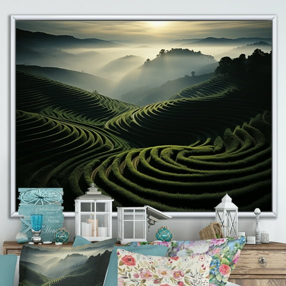 Designart "Dynamic Views of the Vineyard II" Landscapes Floater Framed Canvas Wall Art