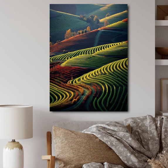 Designart "Dynamic Views of the Vineyard III" Landscape & Nature Canvas Art Print
