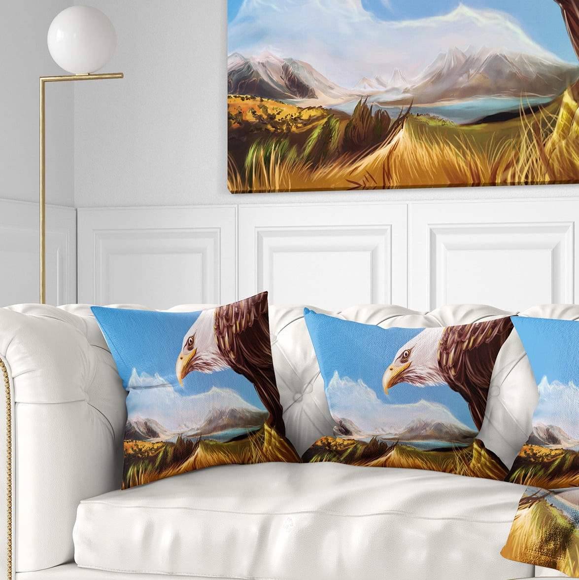Designart Eagle Flying in Sky - Animal Throw Pillow - 18x18