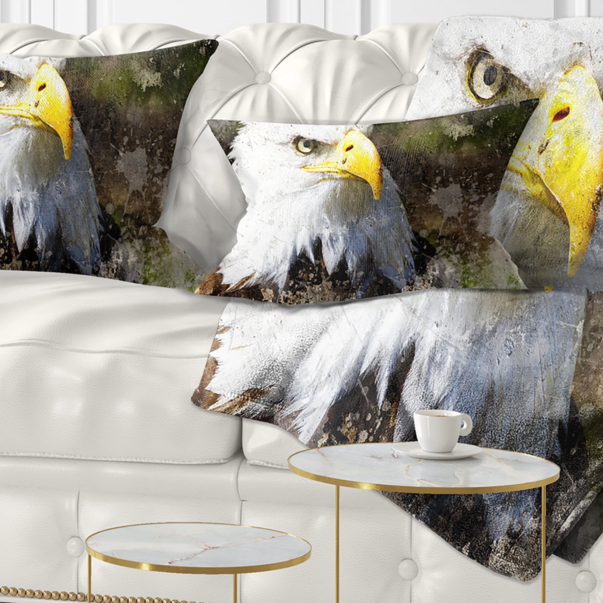 Designart Eagle Head with Textures - Animal Throw Pillow - 12x20