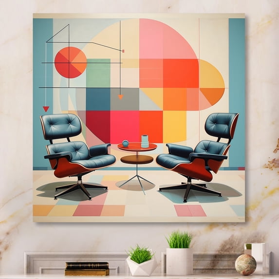 Designart "Eames Delight Colorful Mid Century Charm II" Mid-century Metal Wall Art Prints