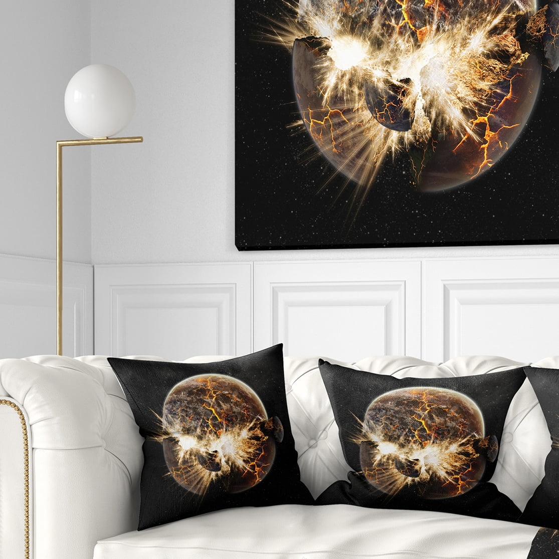 Designart Earth Apocalypse - Contemporary Throw Pillow - 16x16