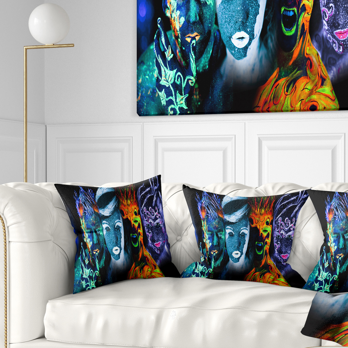 Designart Earth Fire Air and Water - Contemporary Portrait Throw Pillow - 18x18
