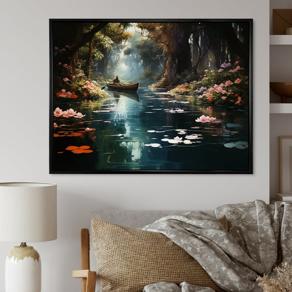 Designart "Earth-toned Dreamlike Passage" Canals Floater Framed Canvas Print
