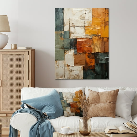 Designart "Earthy Euphony Hardedge Art wall decor I" Hard Edge Painting Metal Art Living Room